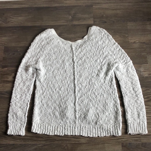 Free People Songbird Sweater V Neck Light Blue Textured Cotton Boho Distressed - Picture 8 of 15